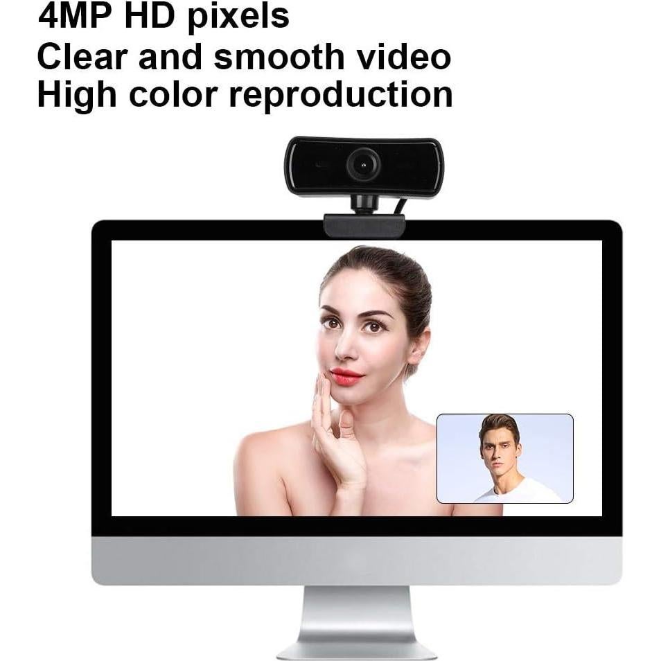 4K USB Webcam with Microphone, 360 Rotation, AutoFocus for Zoom/Skype/, Recording, Conferencing