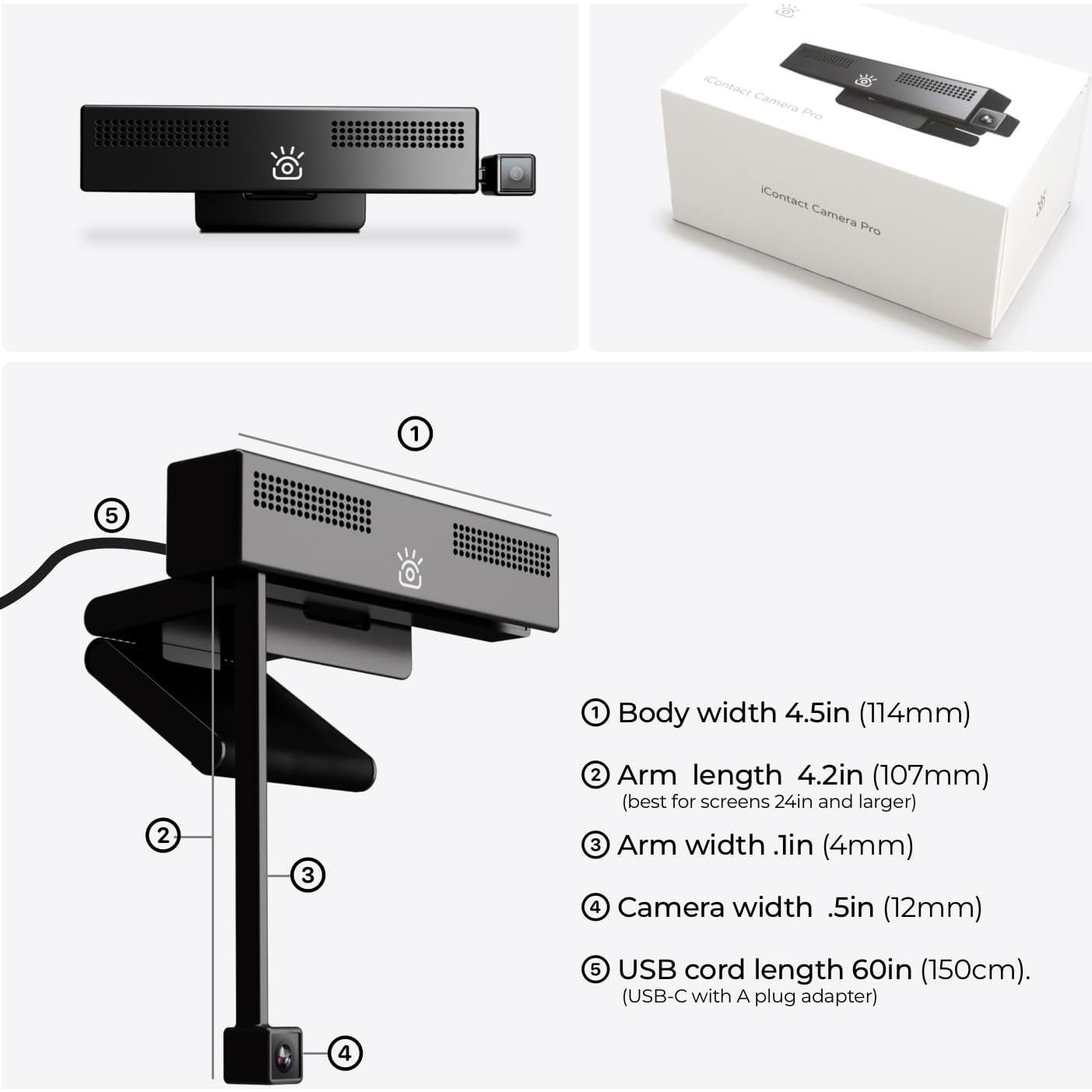 Webcam 4K iContact con Micrófono y Luz LED - USB-C