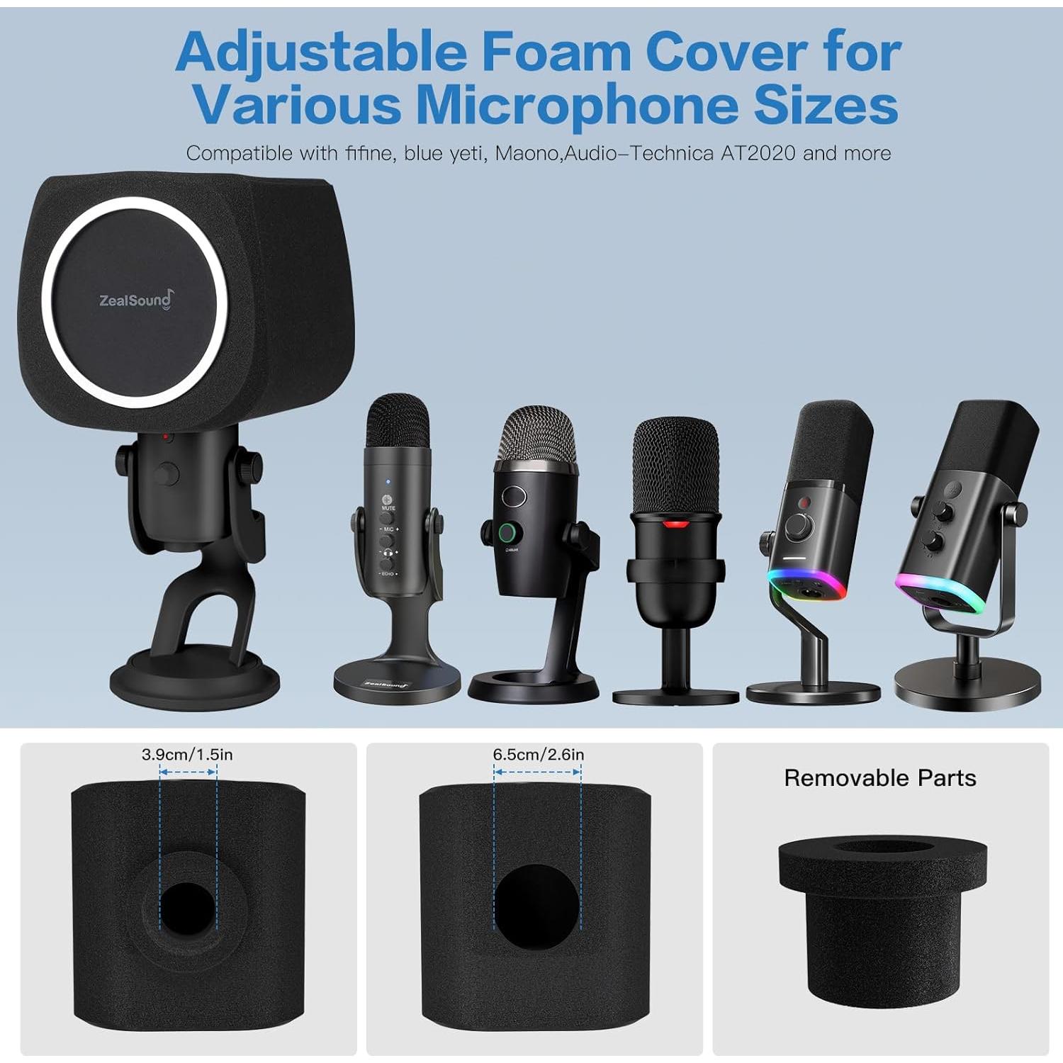 Escudo de Aislamiento de Micrófono ZealSound WS18 Negro