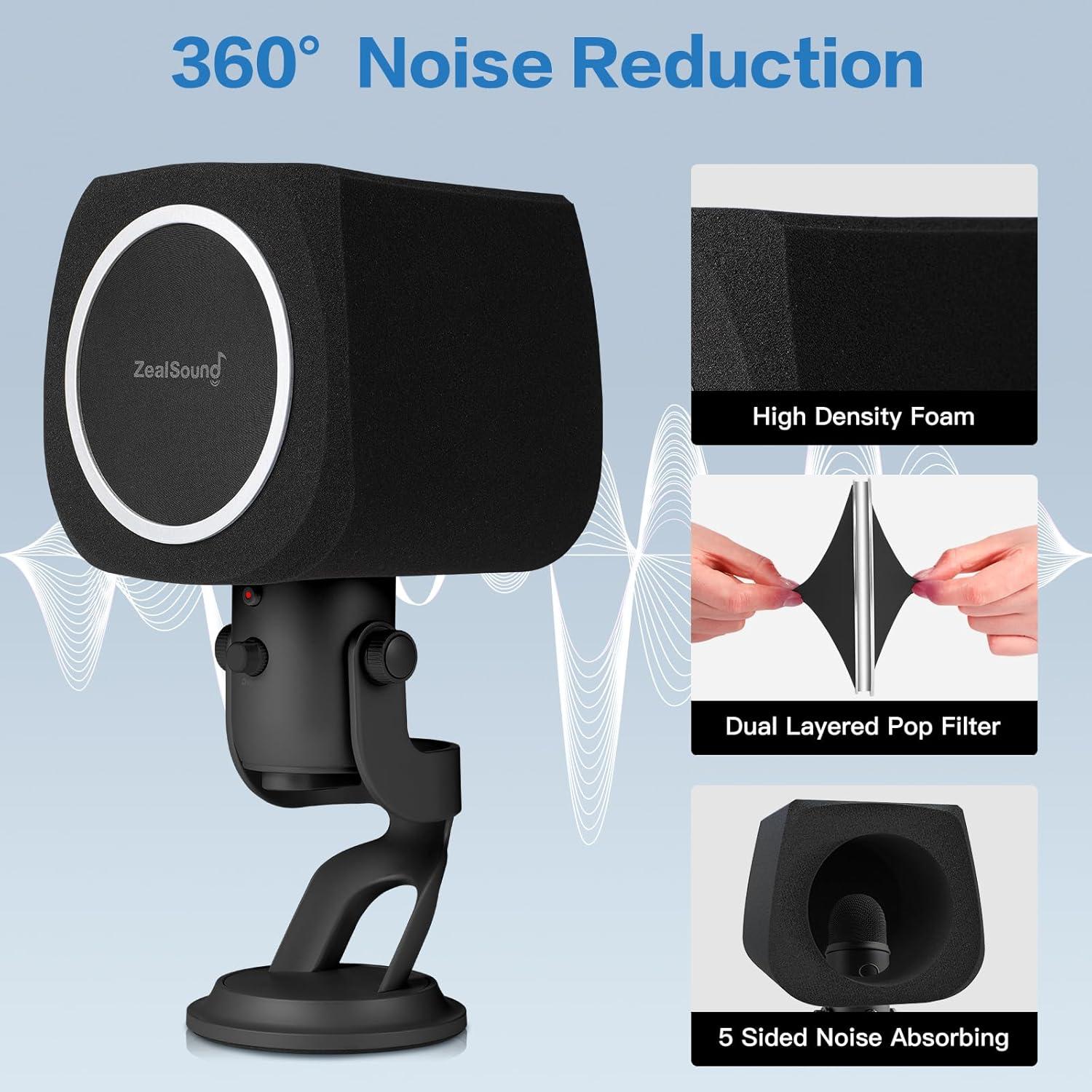 Escudo de Aislamiento de Micrófono ZealSound WS18 Negro