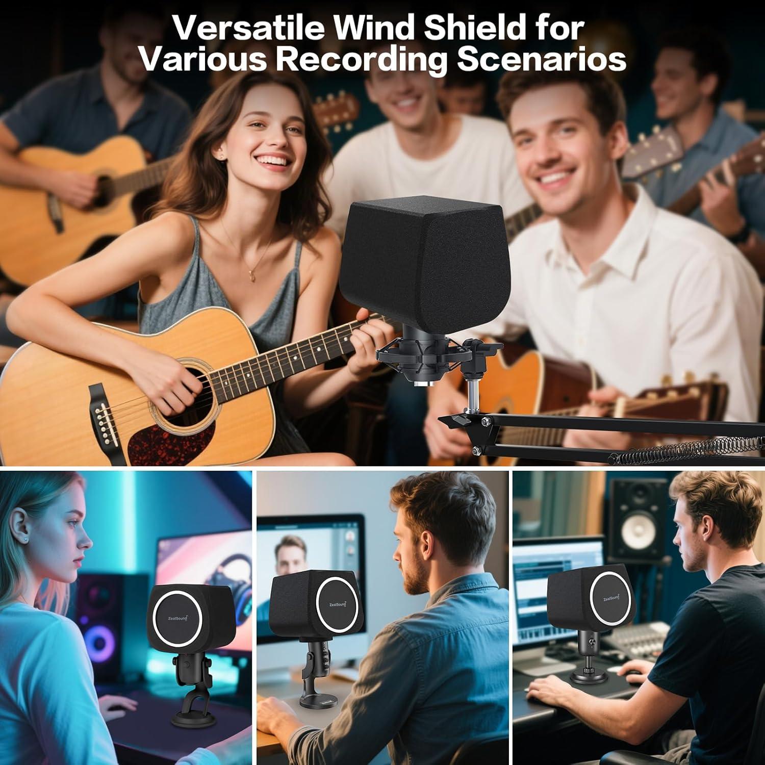 Escudo de Aislamiento de Micrófono ZealSound WS18 Negro