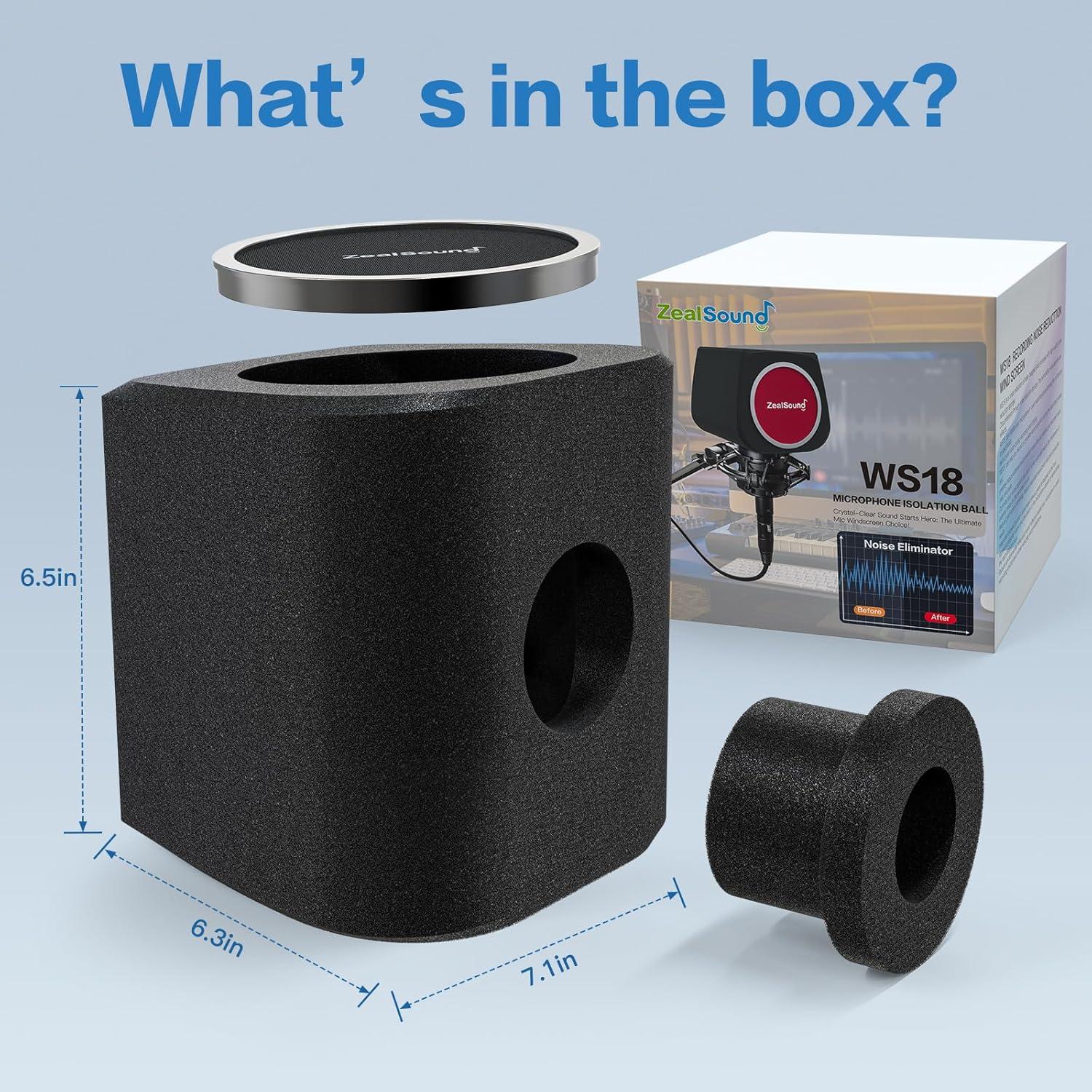 Escudo de Aislamiento de Micrófono ZealSound WS18 Negro