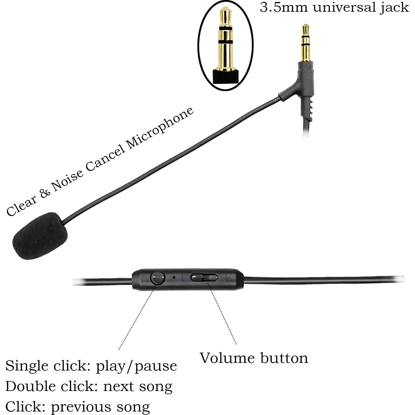 Cable de Micrófono Boom RUKUHOT 1.19m para Auriculares Gaming