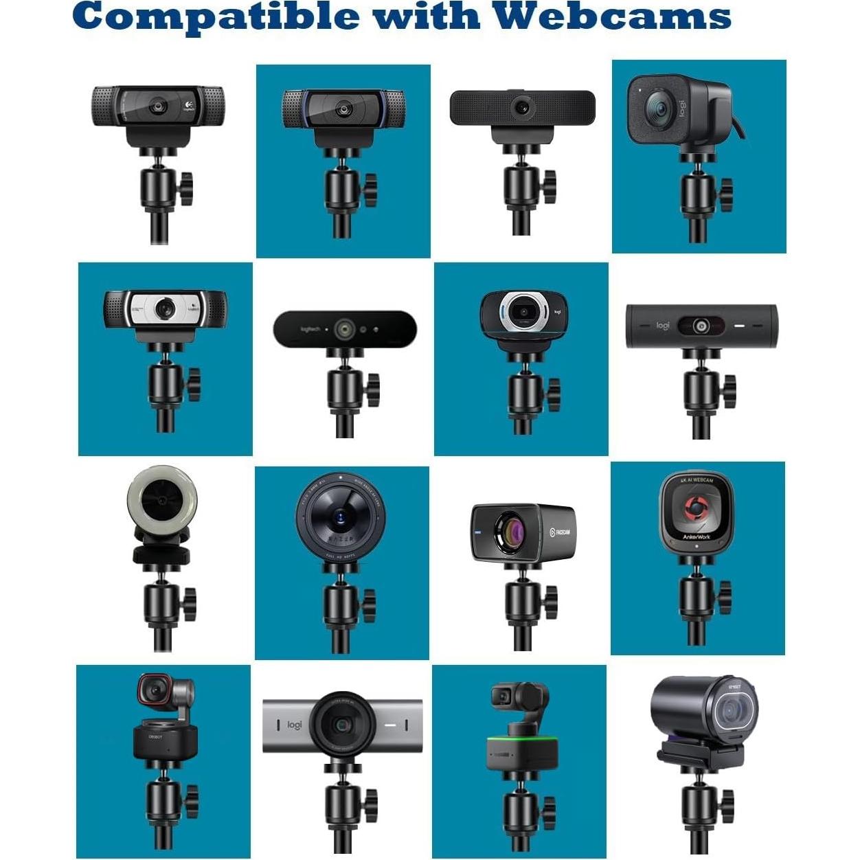 Heavy-Duty Webcam Stand, Tabletop Webcam Tripod Holder Compatible with Logitech C920 C922 StreamCam C930 C925e Brio 4K,Brio 500 Webcams