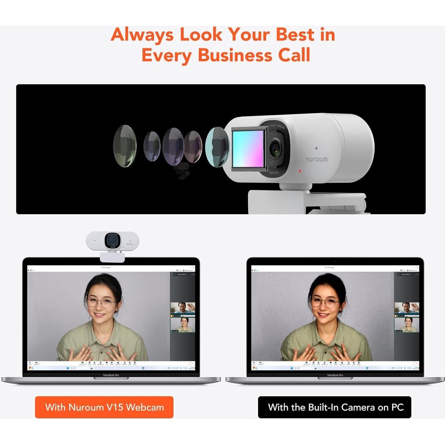 Cámara Web NUROUM V15AF 2K FHD con Autofoco y Micrófono