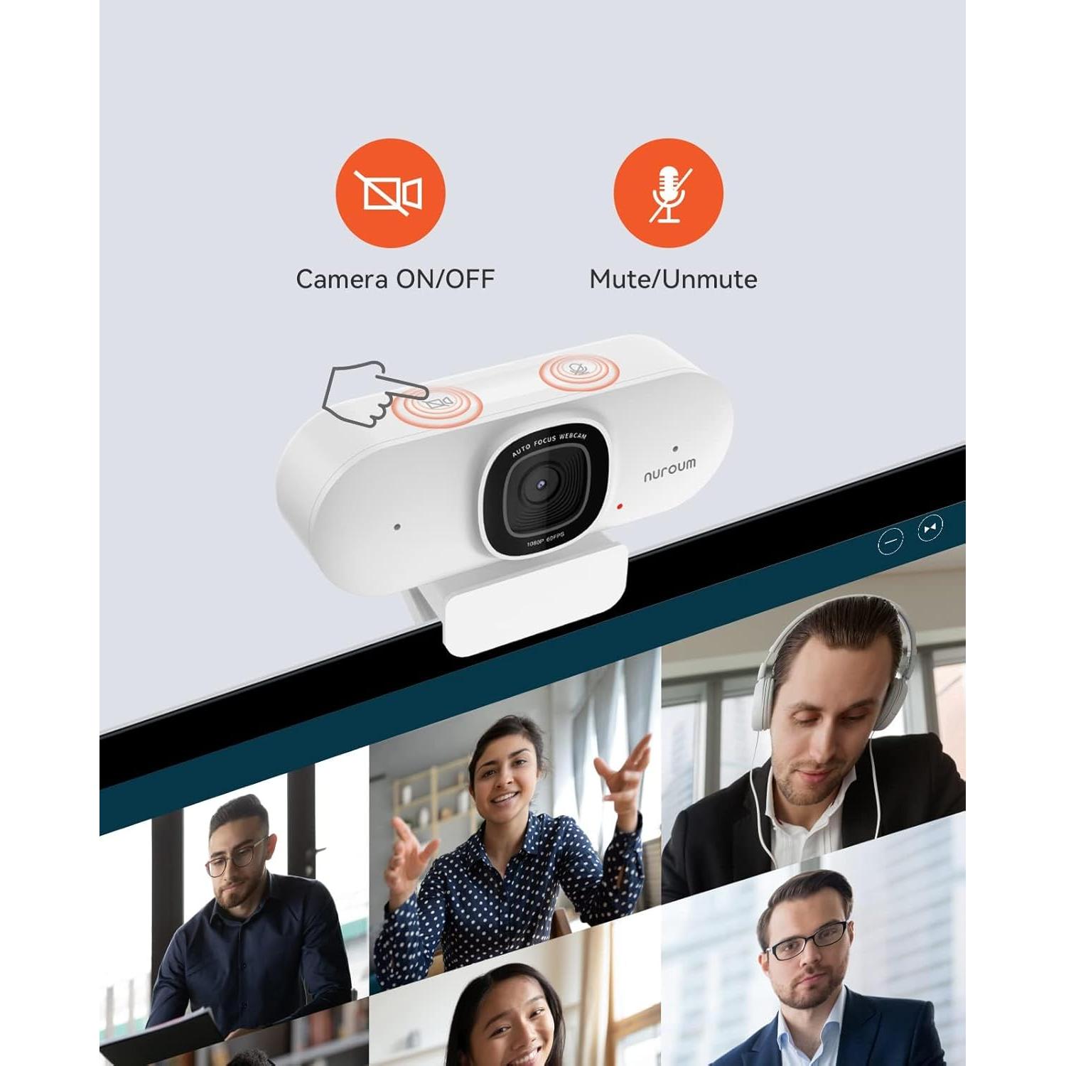 Cámara Web NUROUM V15AF 2K FHD con Autofoco y Micrófono