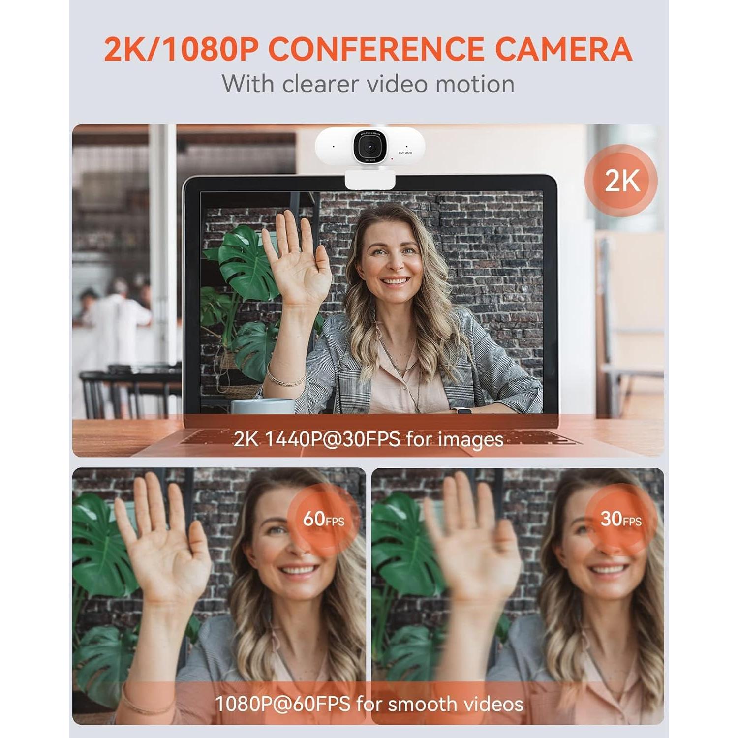 Cámara Web NUROUM V15AF 2K FHD con Autofoco y Micrófono