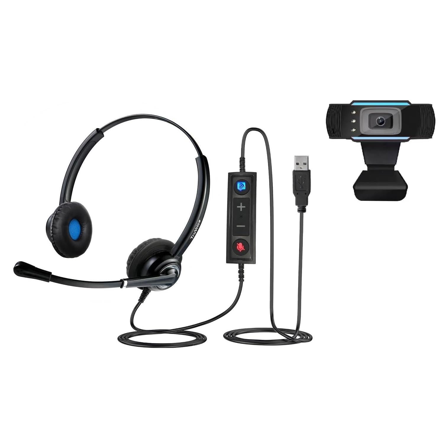 Auricular TruVoice VoicePro 20 y Webcam 1080P Full HD