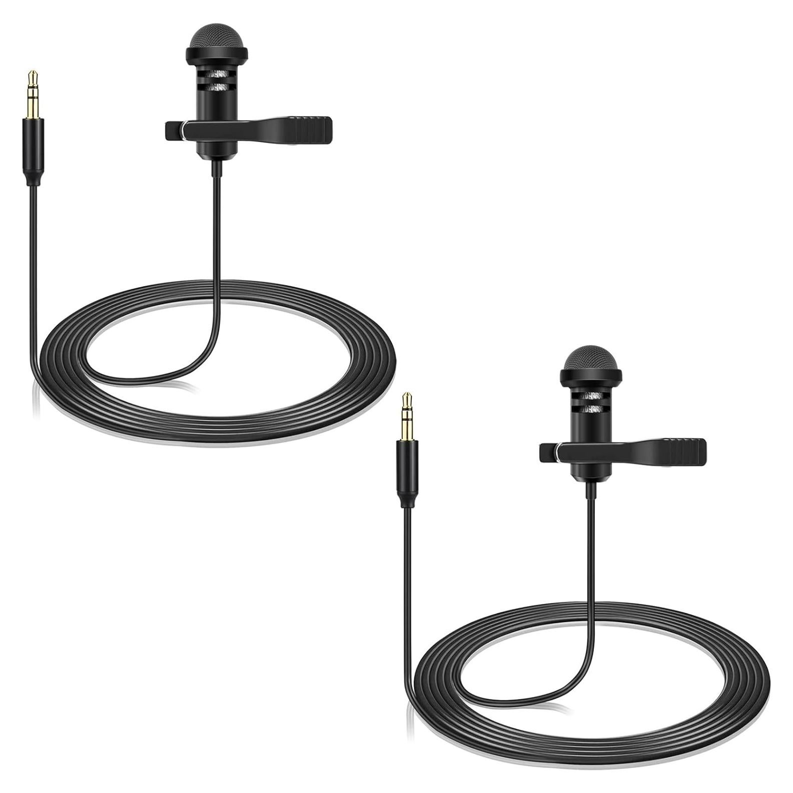 Paquete de 2 Micrófonos Lavalier Weishan 1.5m Omnidireccional