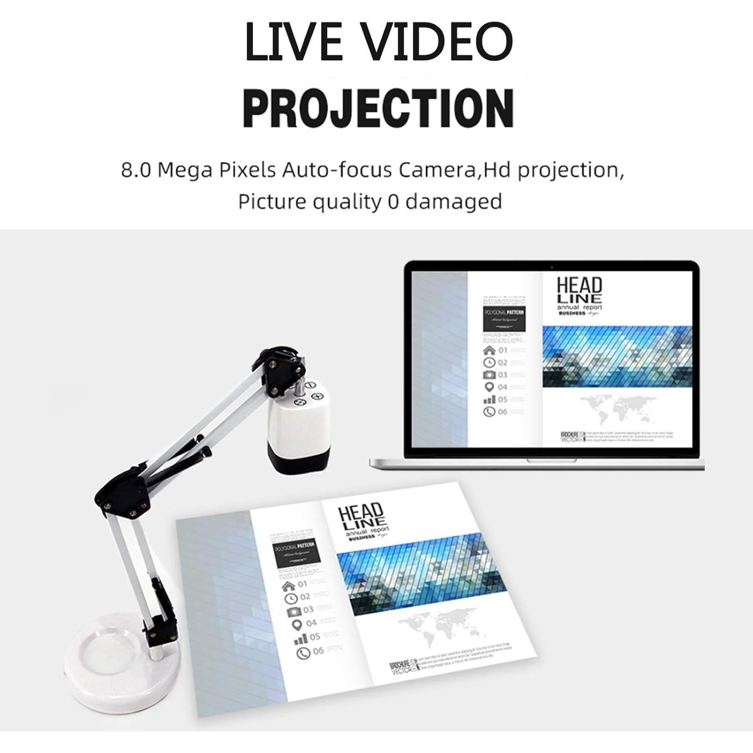 Cámara de Documentos 8MP Bochani con Luz LED y USB