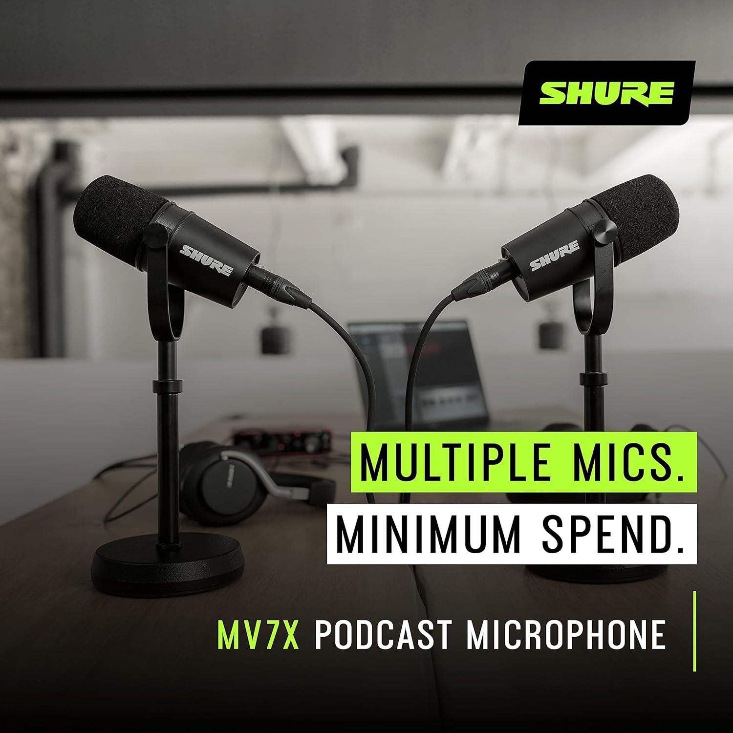 Micrófono Dinámico Shure MV7X XLR para Podcasting - Negro