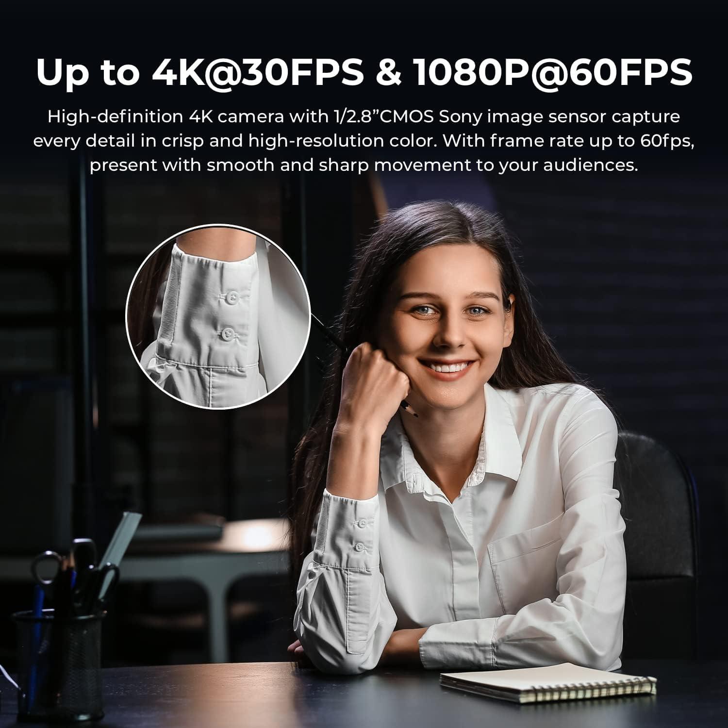 Cámara Web OBSBOT Meet 4K con IA, Enfoque Automático y HDR