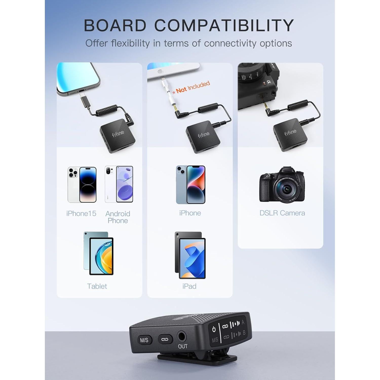 Micrófono Lavalier Inalámbrico FIFINE M9 para iPhone y Android