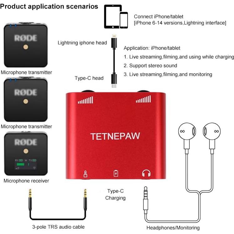 Micrófono Lavalier Inalámbrico TETNEPAW P3 Plus Rojo