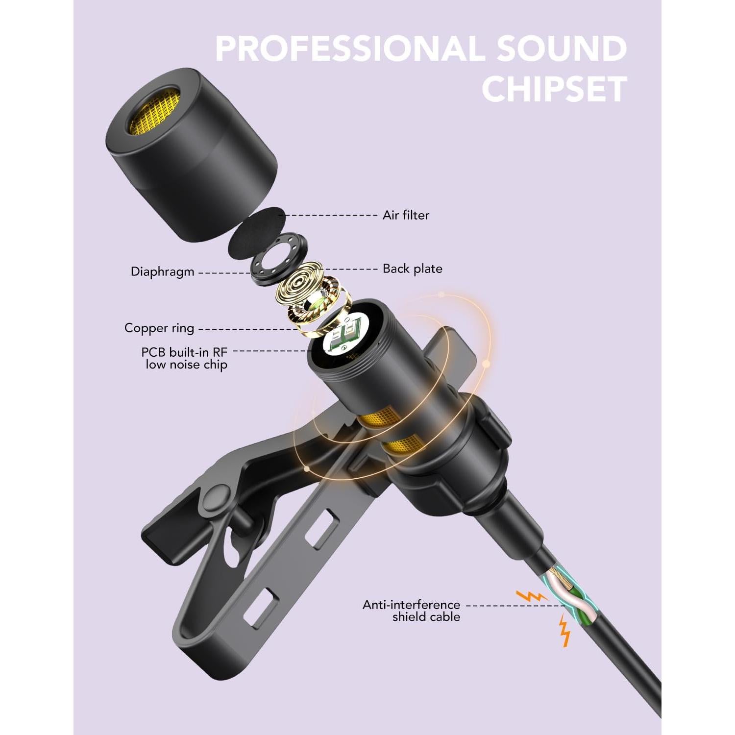 Micrófono Lavalier PoP voice 4.5m para Smartphone y Cámara