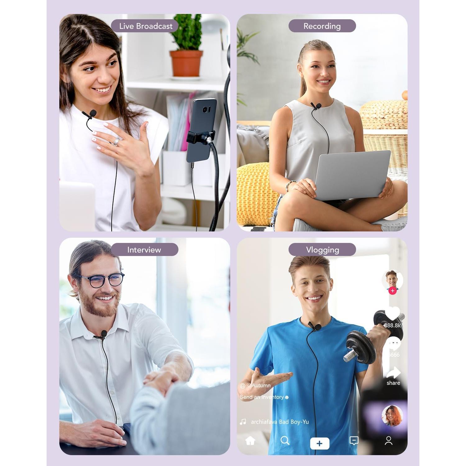 Micrófono Lavalier PoP voice 4.5m para Smartphone y Cámara