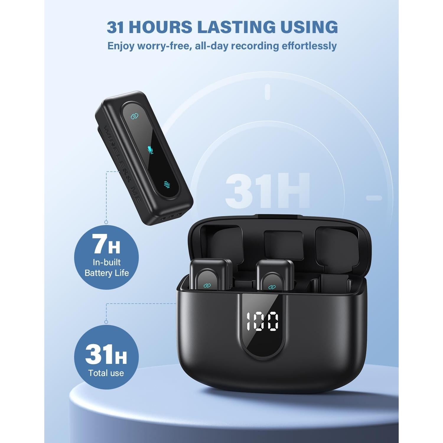 Micrófono Lavalier Inalámbrico WARM BOX USB-C 24H Batería