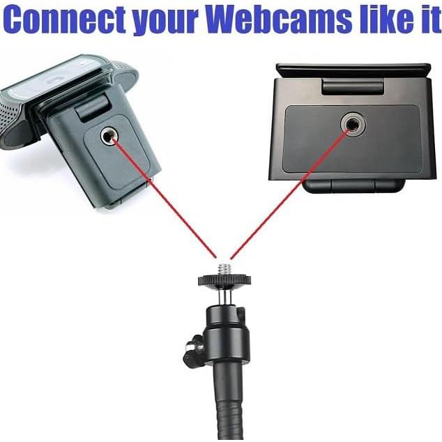 AceTaken 24-Inch Webcam Clamp Mount, Webcam Swivel Stand Holder with Headphone Hook Compatible with Logitech StreamCam C920 C930 C922 C925 C615 Brio 4K webcams - 1/4''-20 Interface