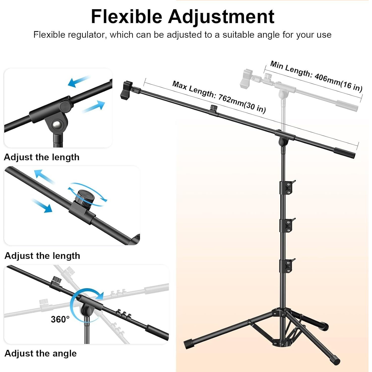 Soporte de Micrófono Ajustable M-2 con Brazo de Trípode y Clips