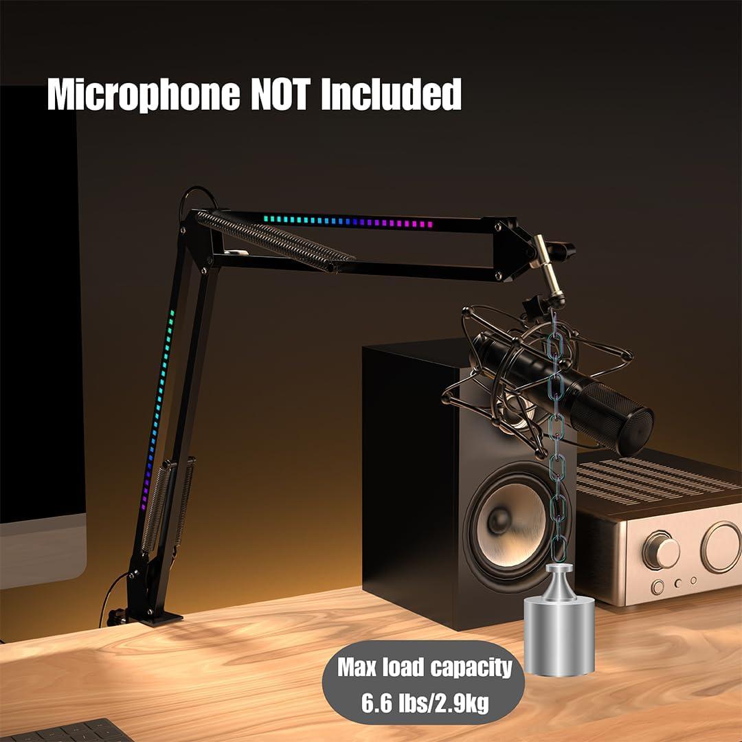 Soporte de Micrófono Boom RGB Ajustable Metal Negro