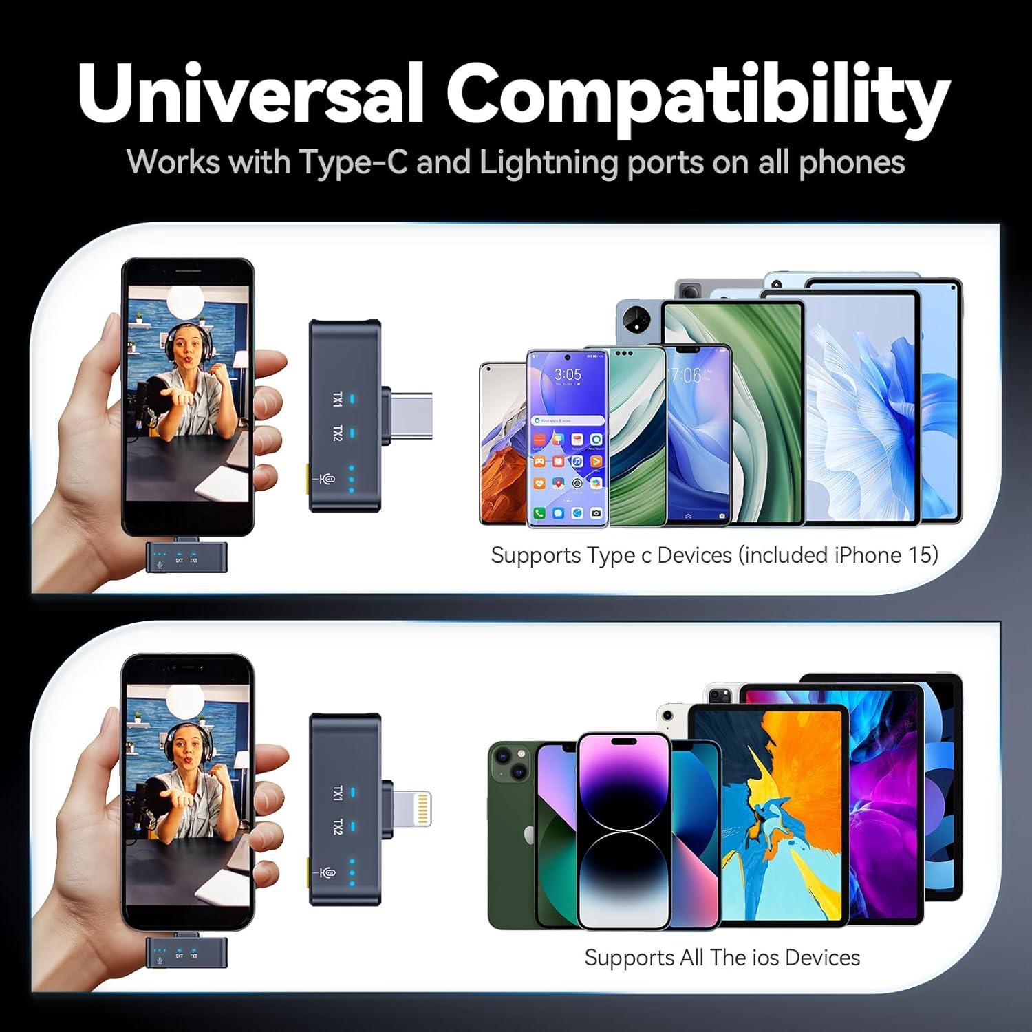 Micrófono Lavalier Inalámbrico JMZOEY para Teléfono y Cámara