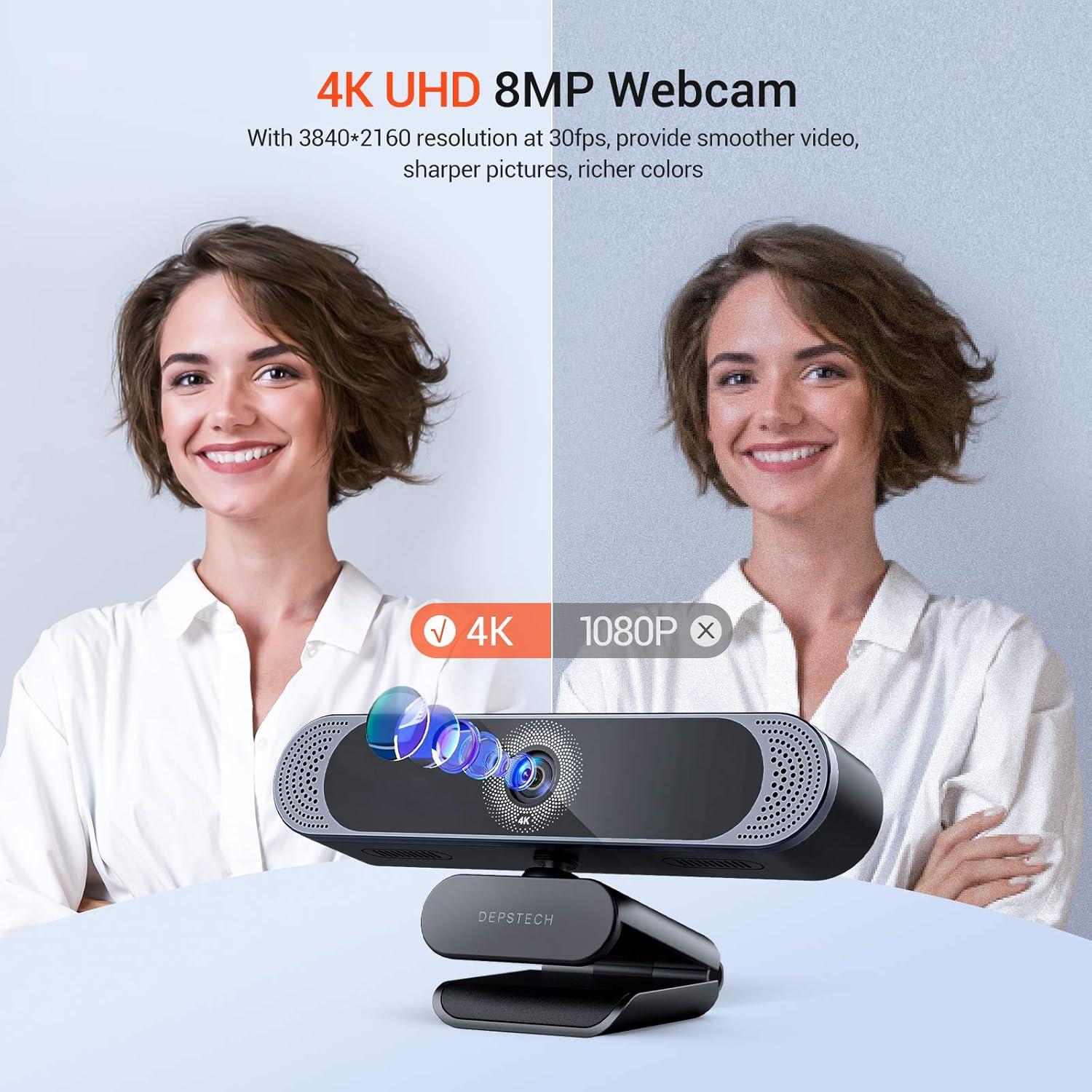 Webcam 4K DEPSTECH DW49 con Autofoco y Micrófono Dual