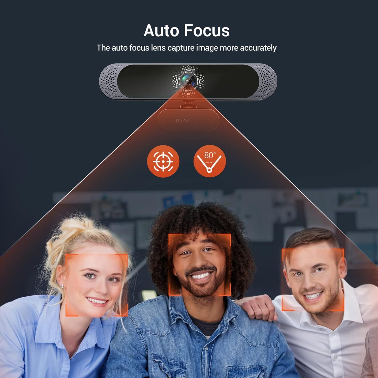 Webcam 4K DEPSTECH DW49 con Autofoco y Micrófono Dual