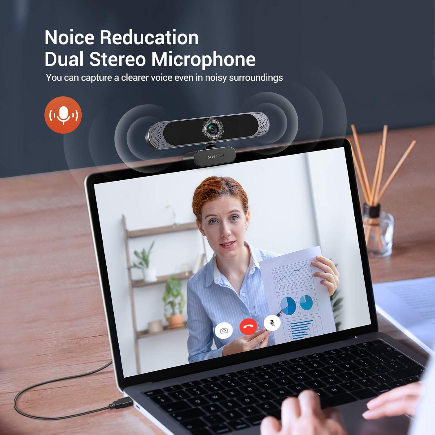 Webcam 4K DEPSTECH DW49 con Autofoco y Micrófono Dual