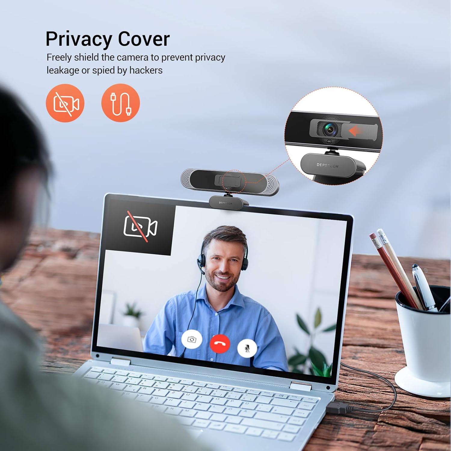 Webcam 4K DEPSTECH DW49 con Autofoco y Micrófono Dual