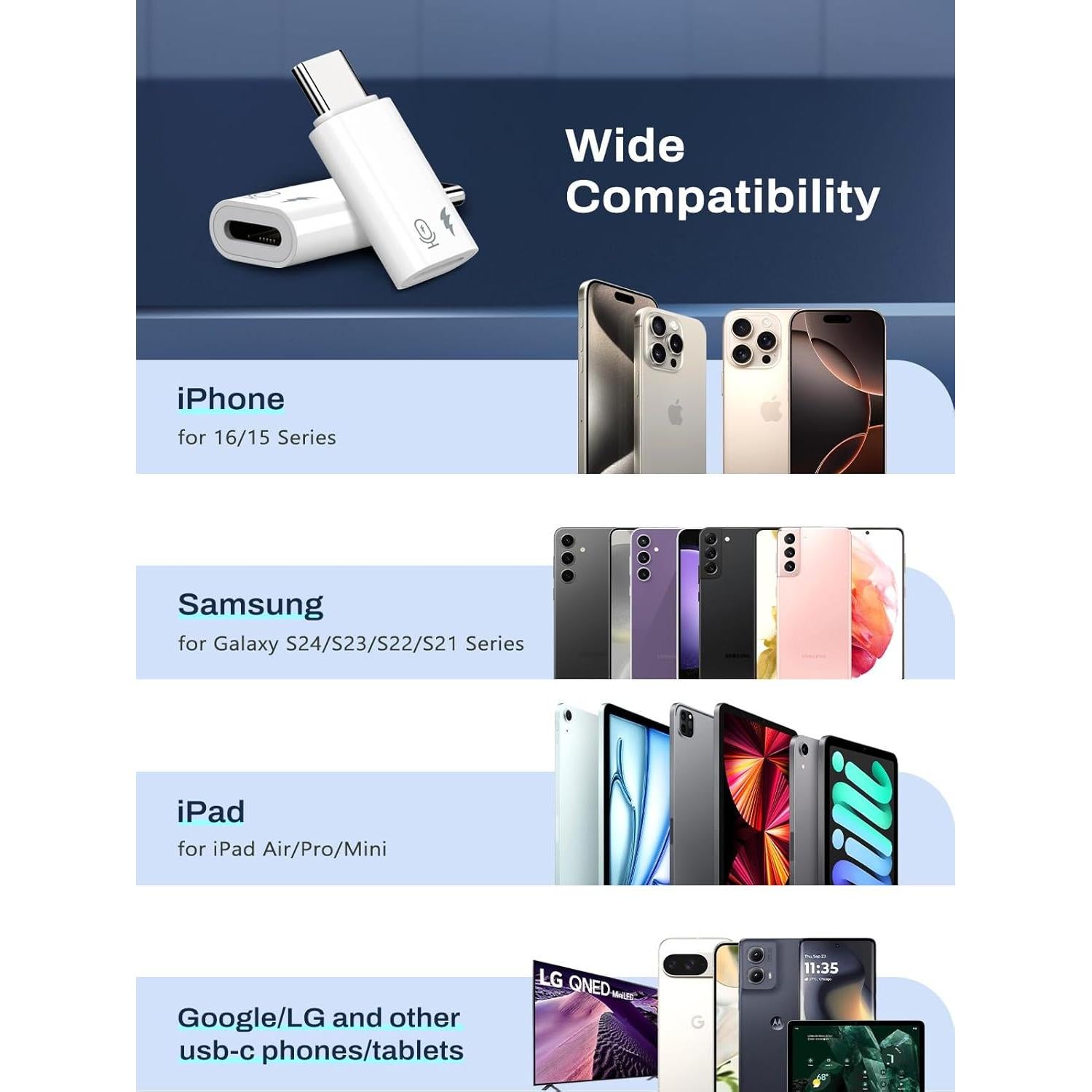 Adaptador de Micrófono USB C a Lightning TiMOVO - Paquete de 2