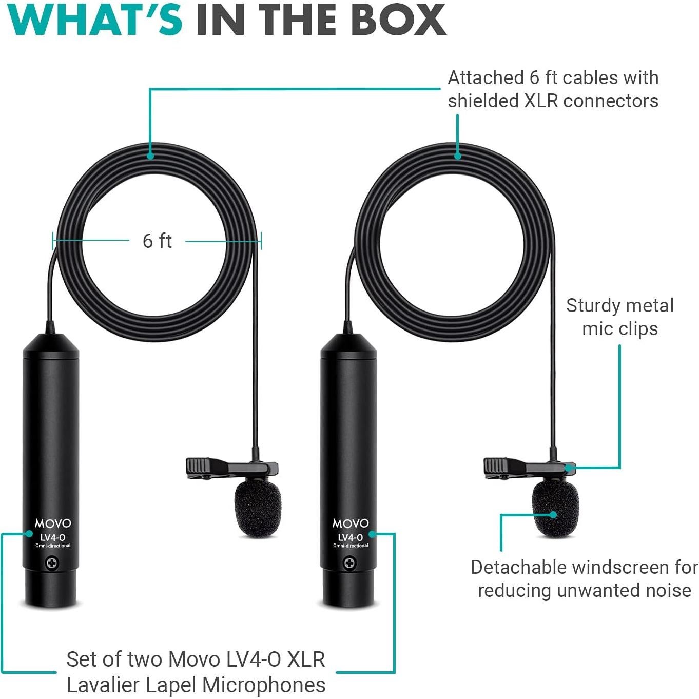Micrófono Lavalier Movo LV4-O2 Omnidireccional XLR 198g