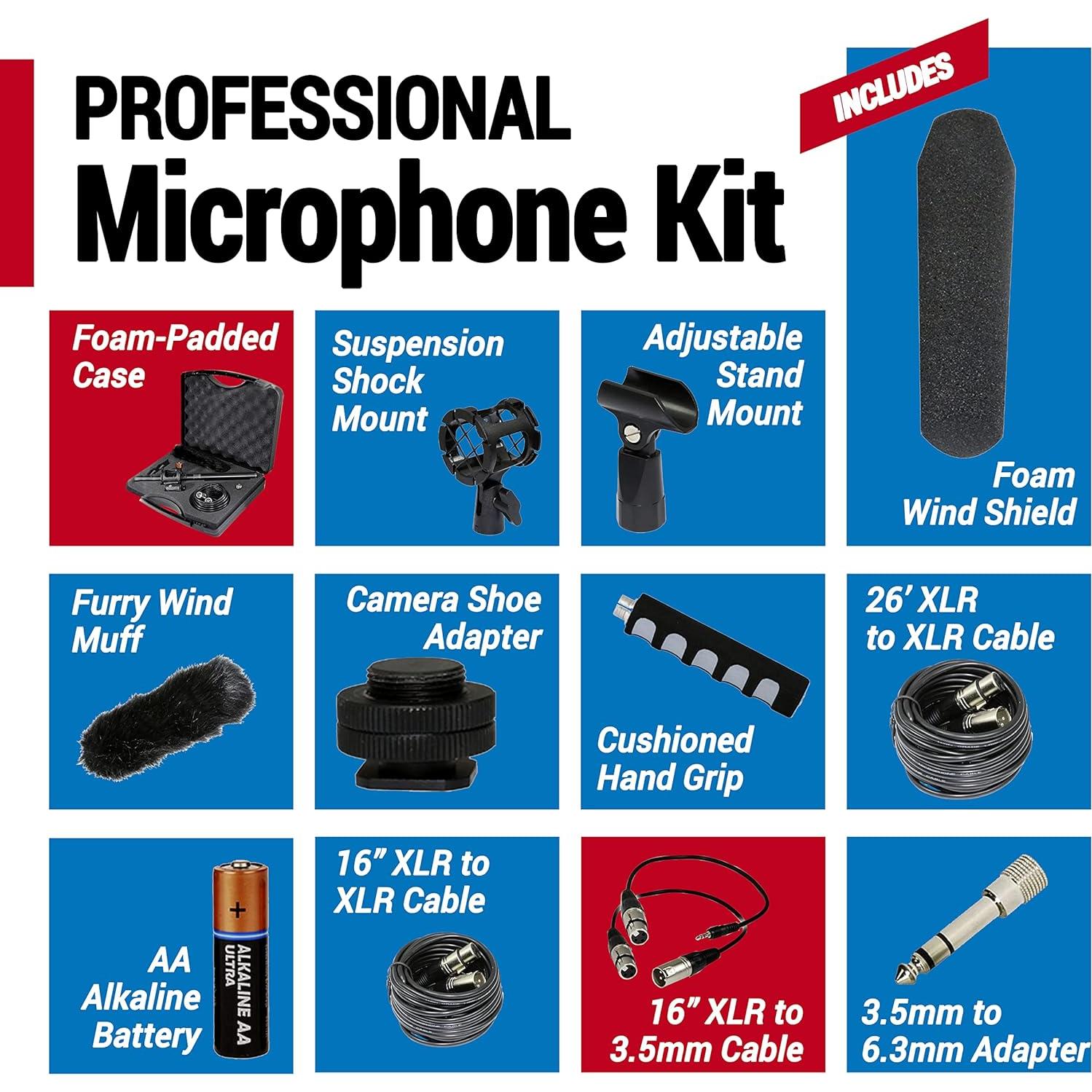 Kit de Micrófono Direccional VidPro XM-88, 13 Piezas, Aluminio