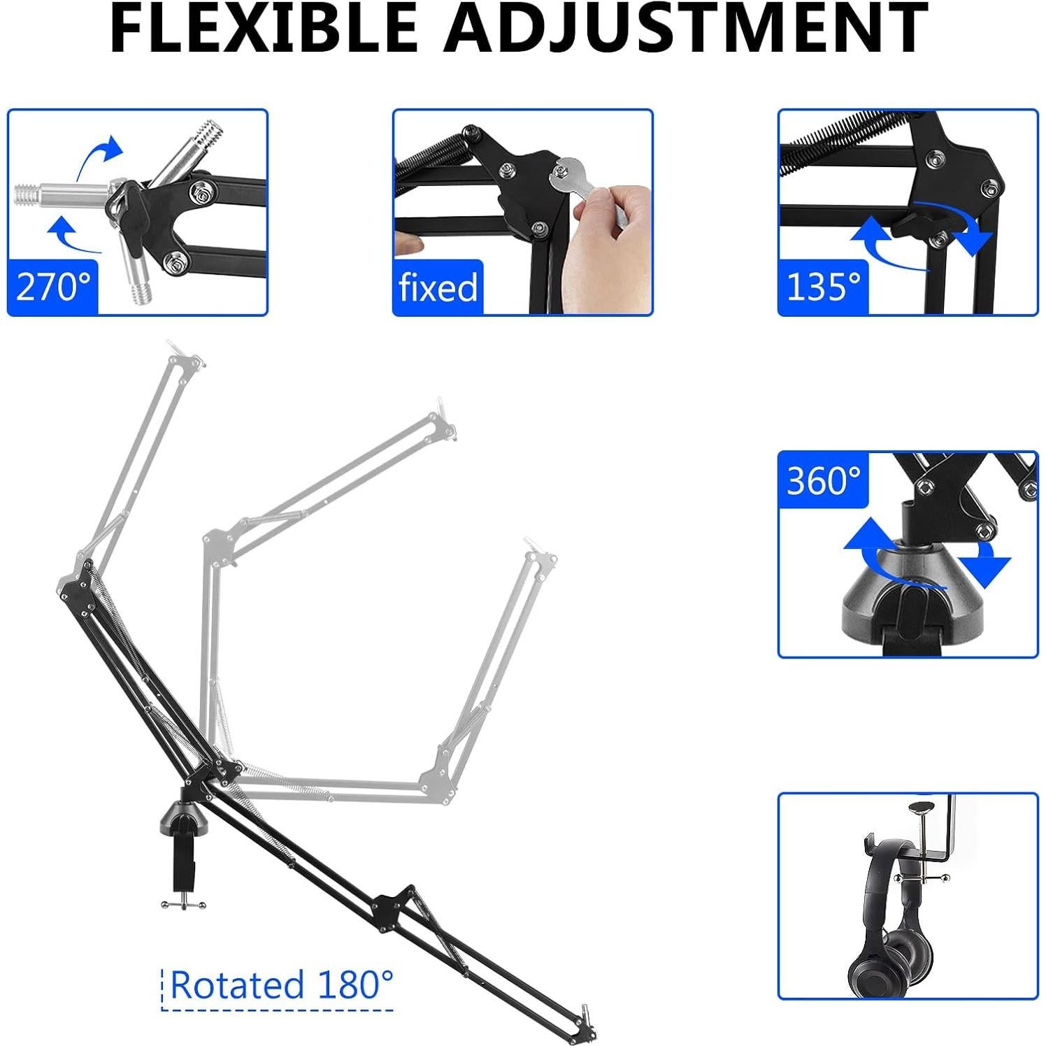 Brazo de Micrófono Geekria para Rode PodMic y NT-USB - Soporte de Mesa