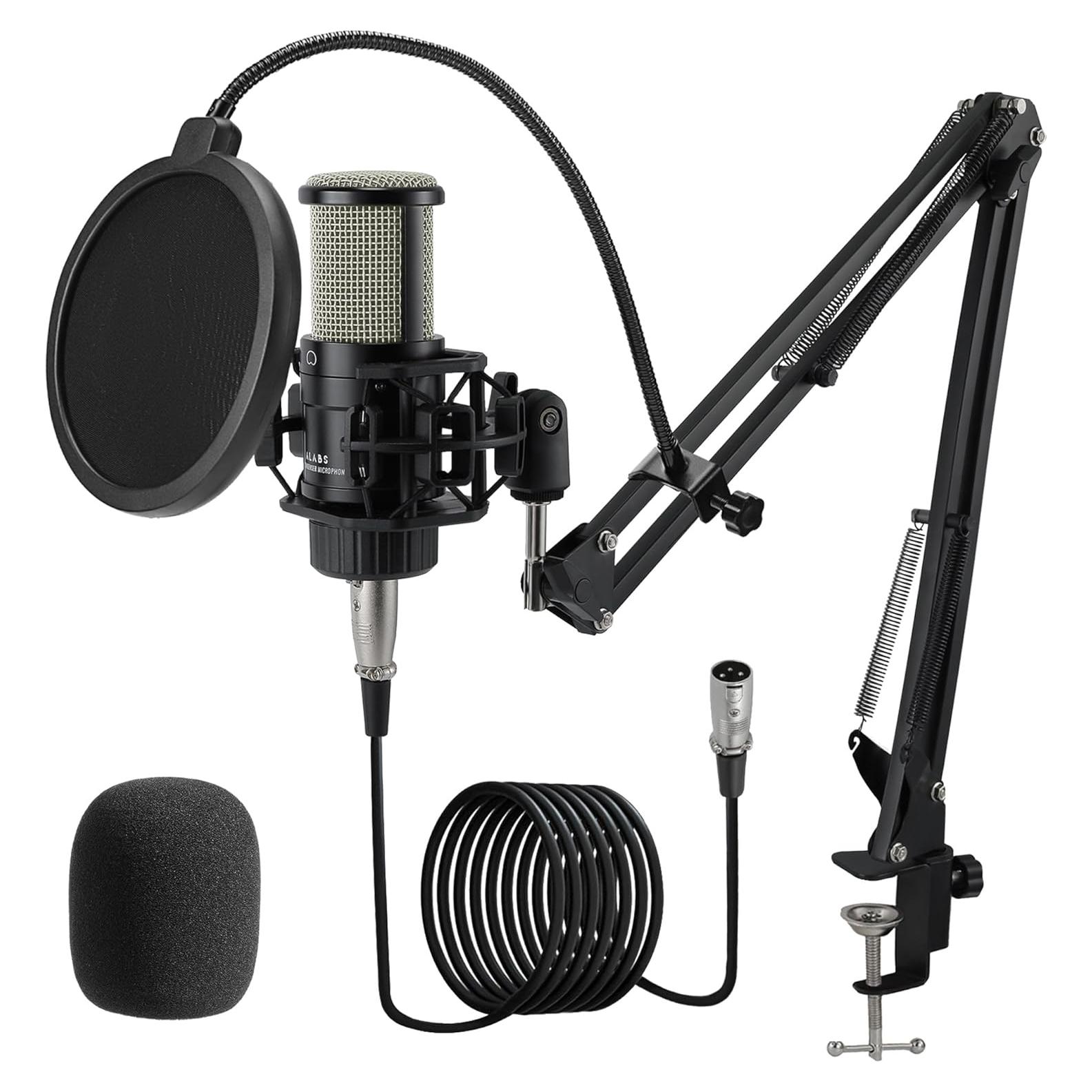 Micrófono de Condensador ALABS AC22 con Soporte y Filtro