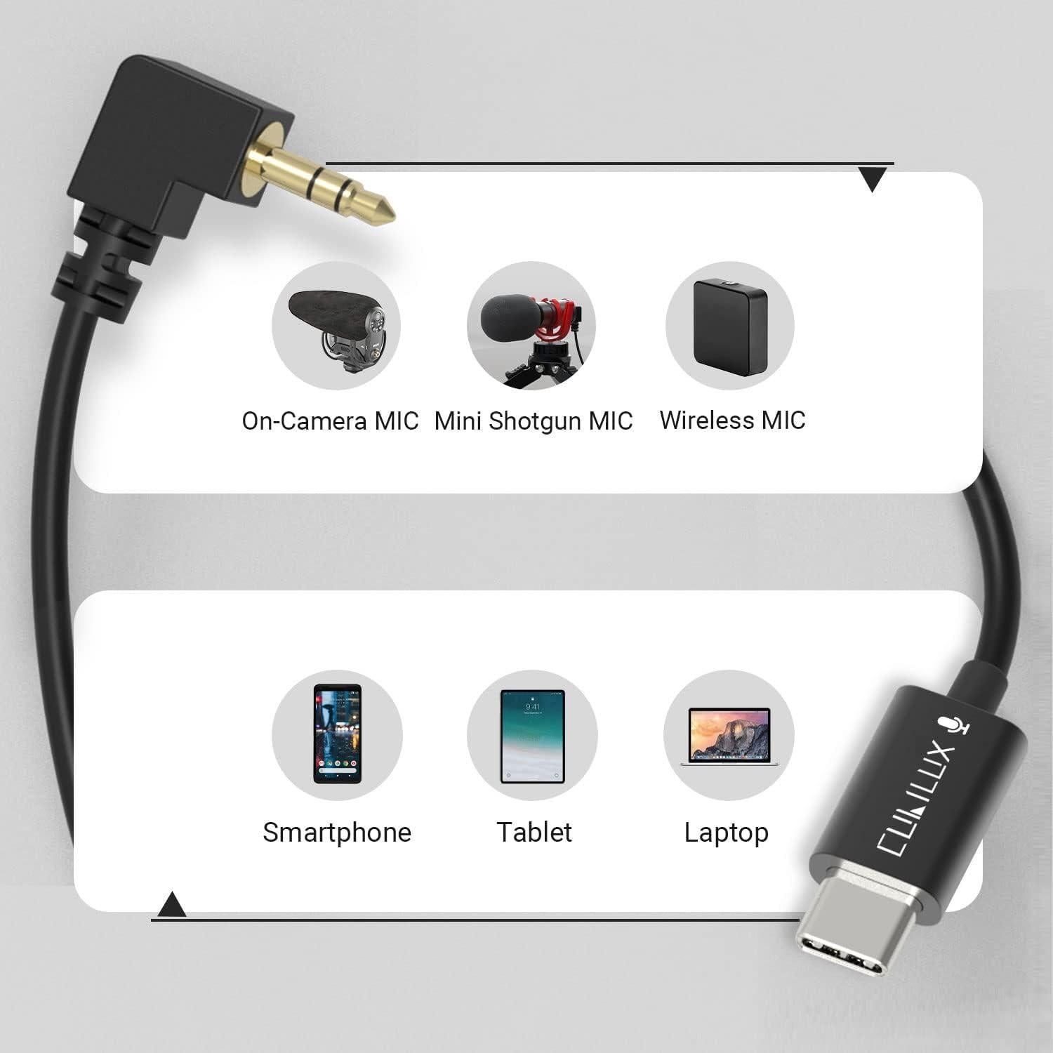 Cubilux Cable de Micrófono USB C 3.5mm para Grabación
