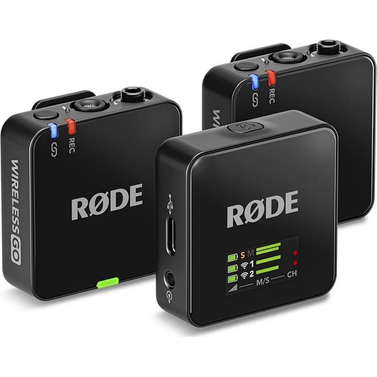 RØDE Wireless GO (Gen 3) Compact Wireless Mic - Pristine Audio, 32-bit Float Recording, Automatic Level Control, for Phones, Cameras and Computers Bundle with 2X Turnstile Audio Lavalier Microphone