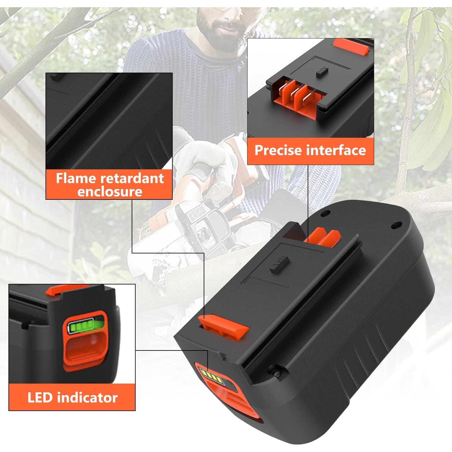 Paquete 2 Baterías Litio 18V 6.5Ah YABELLE para Black Decker