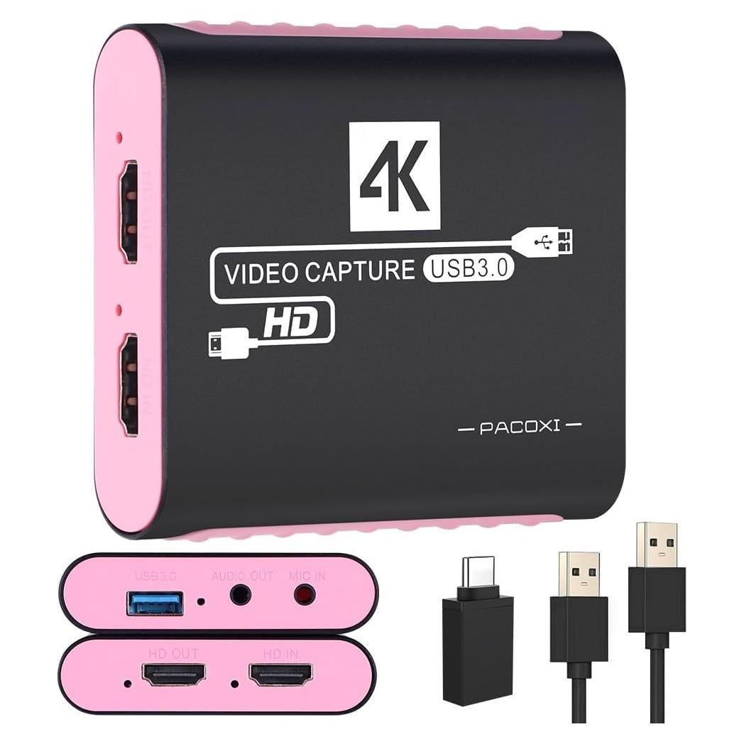 Capture Card with 4K HDMI Passthrough,USB 3.0 Audio Video Capture Card for Windows/Mac OS OBS/Twitch/YouTube/Tiktok Live Streaming and Recording,for Switch/PS5/Xbox/PS4/Steam Deck/PC/Camera