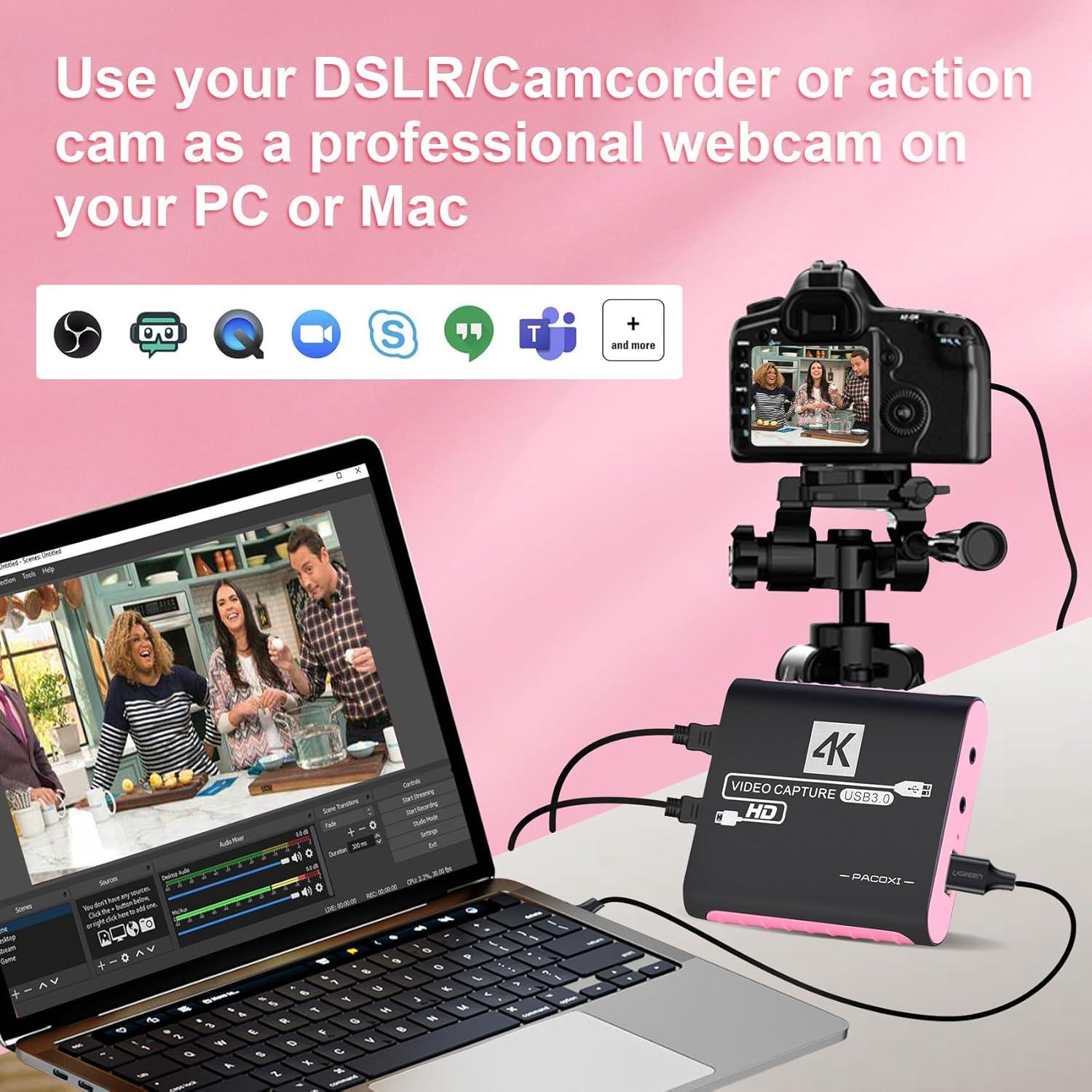 Capture Card with 4K HDMI Passthrough,USB 3.0 Audio Video Capture Card for Windows/Mac OS OBS/Twitch/YouTube/Tiktok Live Streaming and Recording,for Switch/PS5/Xbox/PS4/Steam Deck/PC/Camera