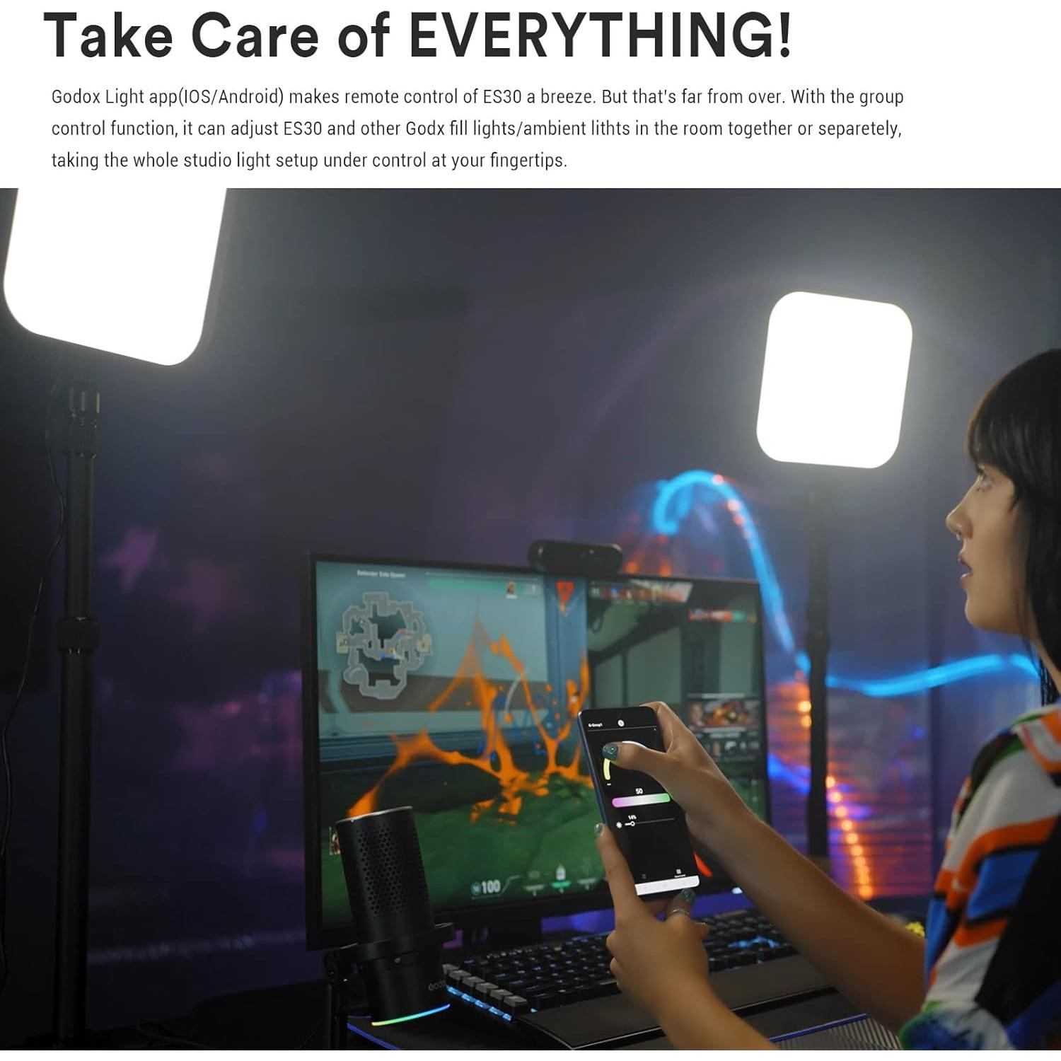 Godox ES30 Luz de Escritorio 2250 Lumens Control APP 2800-6500K