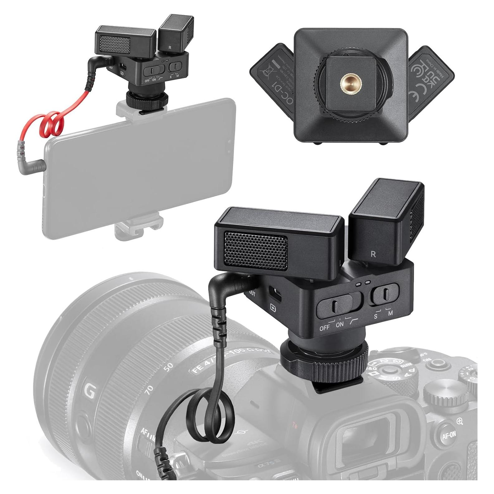 Micrófono Estéreo Doble Zeniko OC-D1 para Cámara y Smartphone