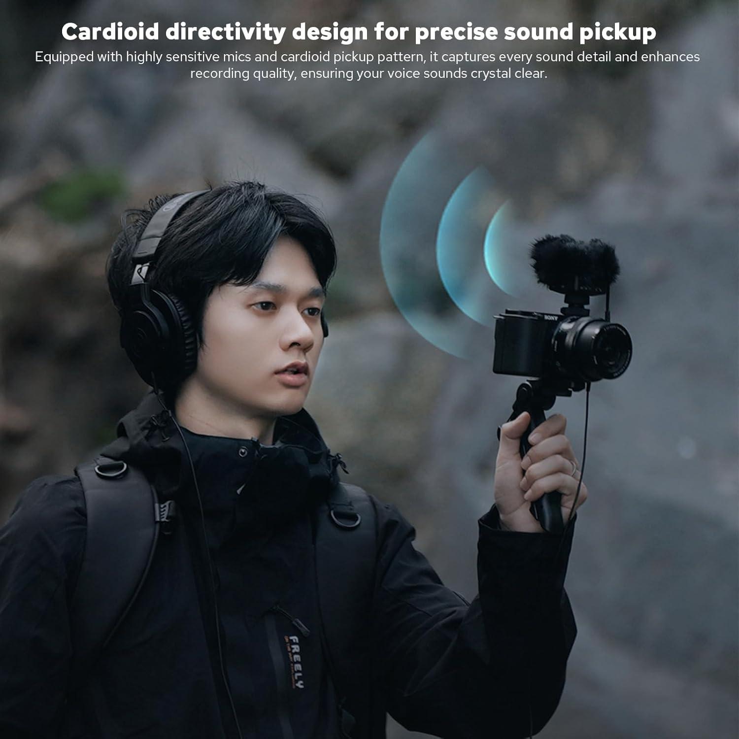 Micrófono Estéreo Doble Zeniko OC-D1 para Cámara y Smartphone