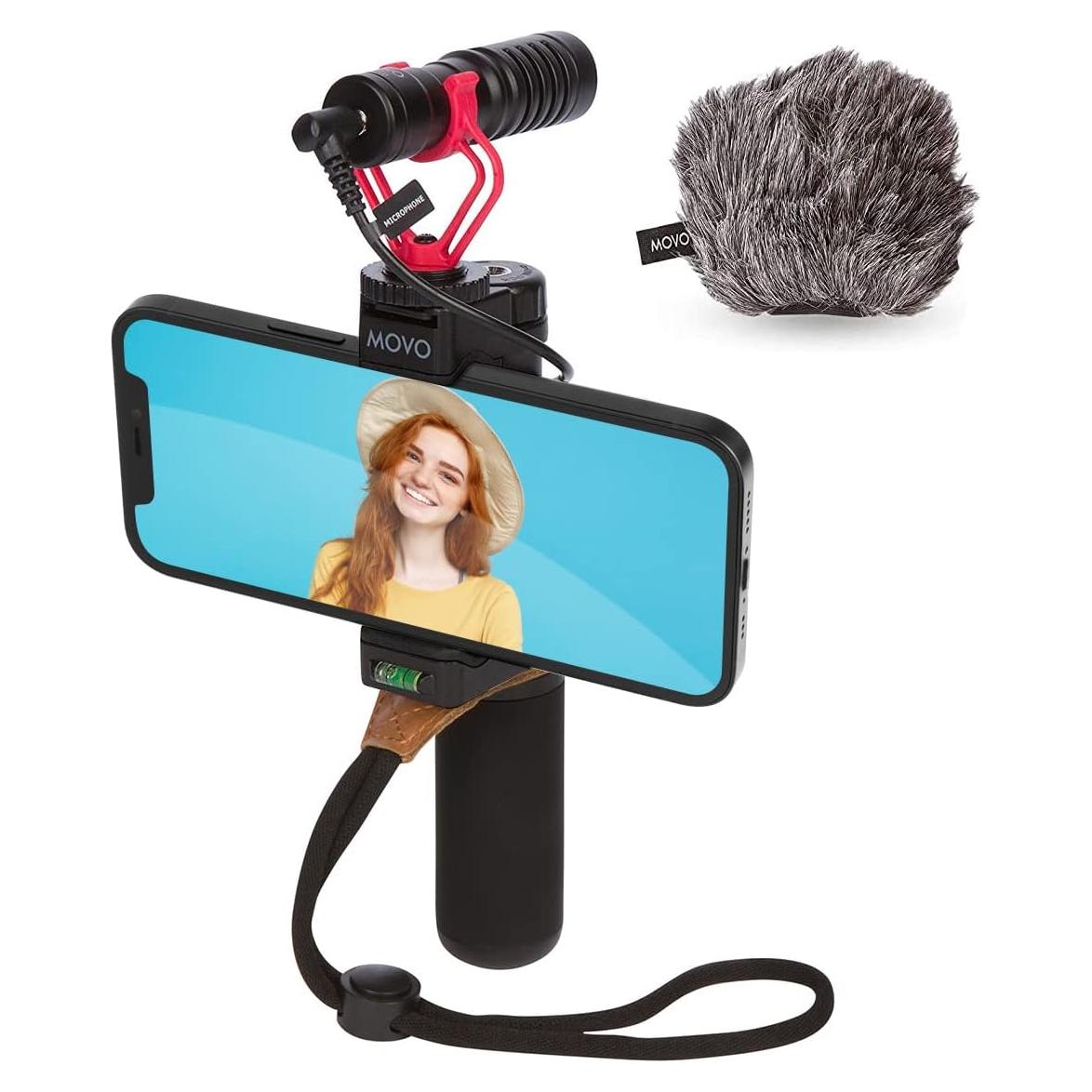 Kit de Vlogging Movo para Smartphone con Micrófono y Mango