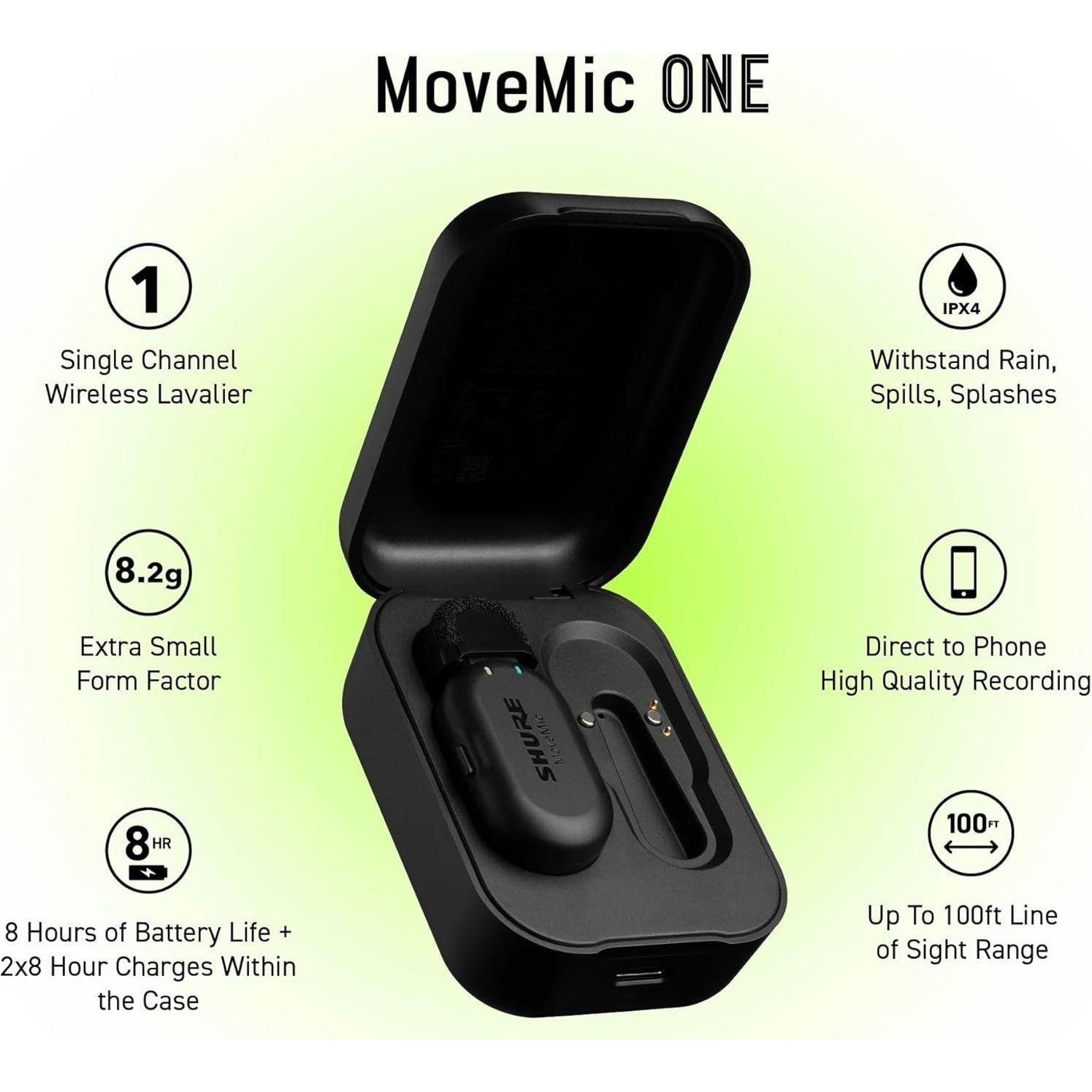 Micrófono Lavalier Inalámbrico Shure MoveMic One - Mini Bluetooth