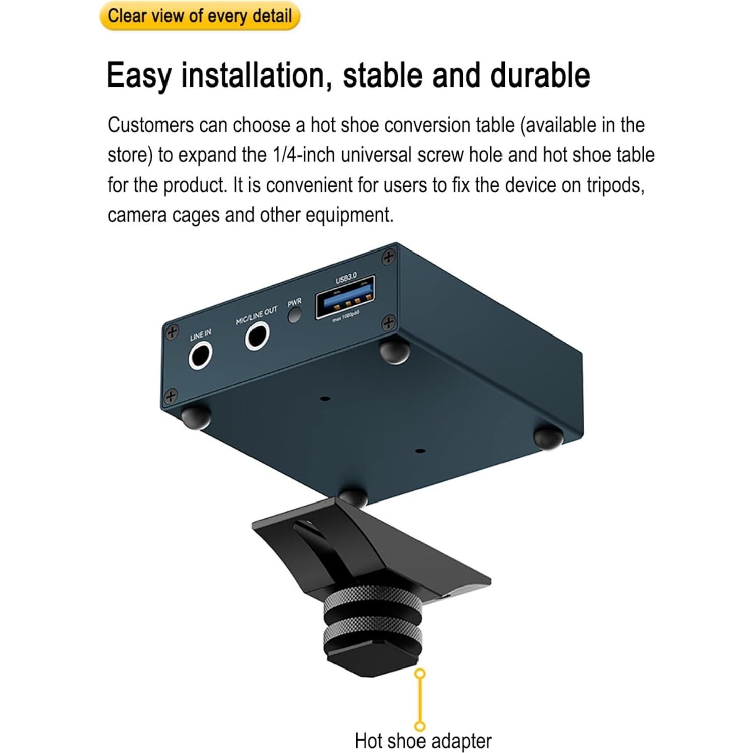 4K Video Capture Card with H.264/H.265 Encoding for Live Streaming - HDMI to USB3.0 Converter for Cameras and PS5 Microphone (Standard)
