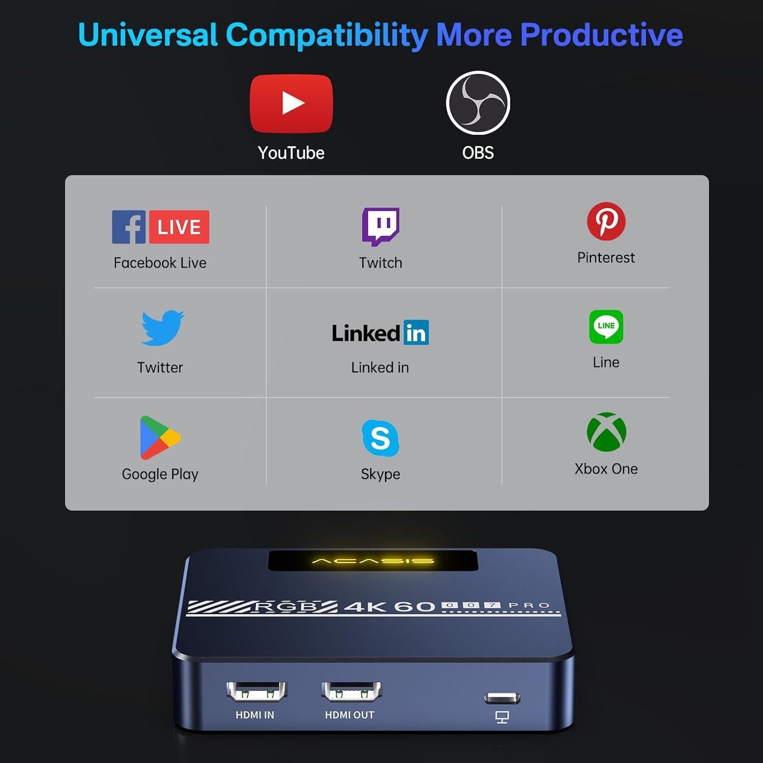 Tarjeta de Captura de Video 4K60fps ACASIS VC009 Pro