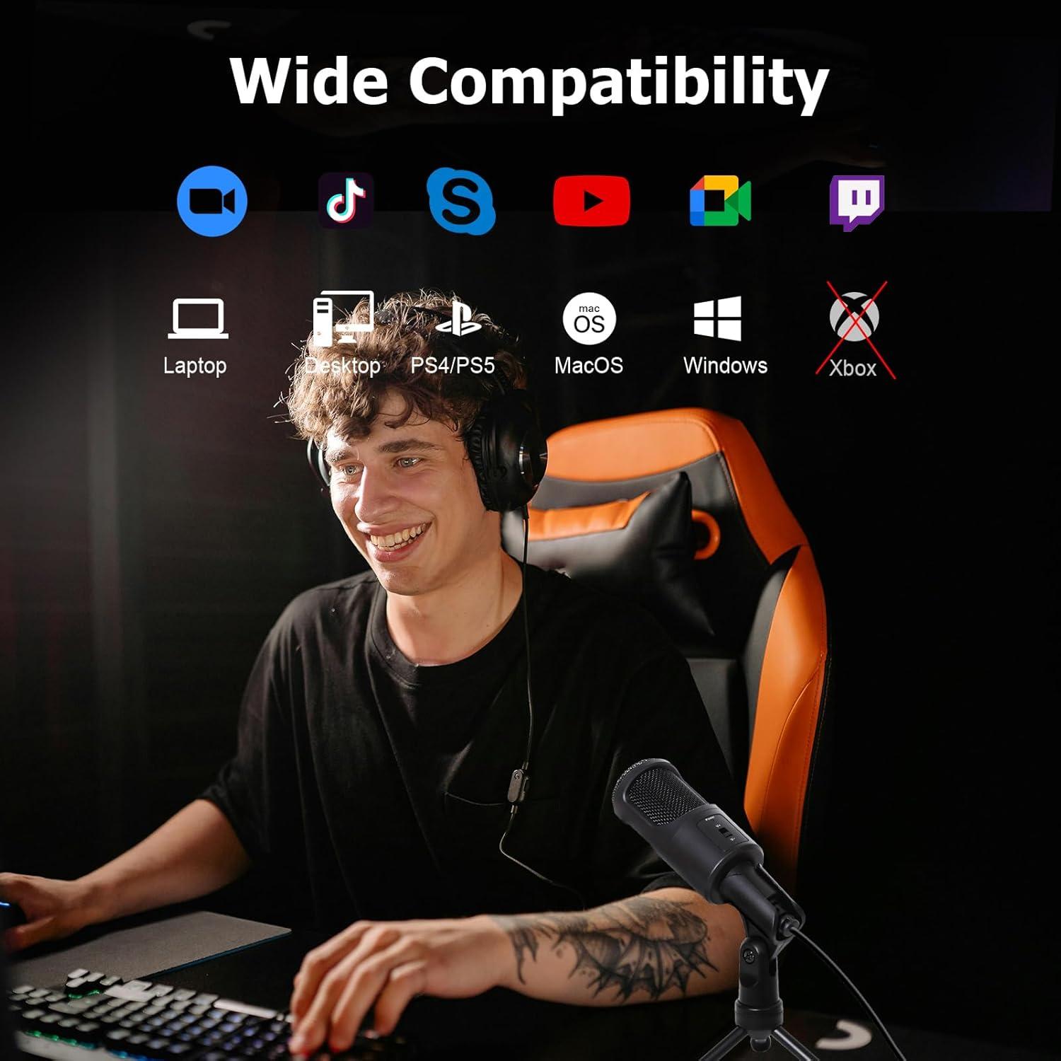 Micrófono USB LOKUKA LQ2 para PC y Streaming - Interruptor Silencio