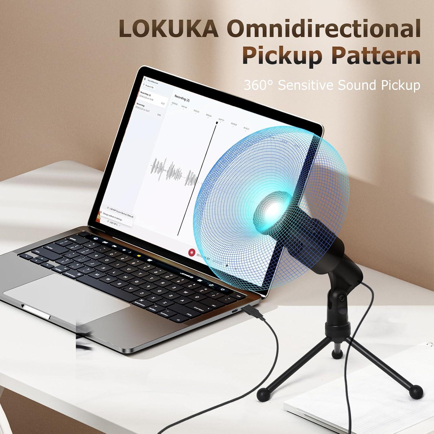 Micrófono USB LOKUKA LQ2 para PC y Streaming - Interruptor Silencio