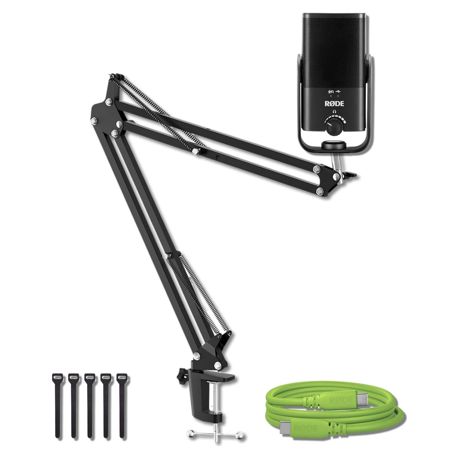 Micrófono USB Rode NT-USB Mini + Cable SC27 Verde y Brazo