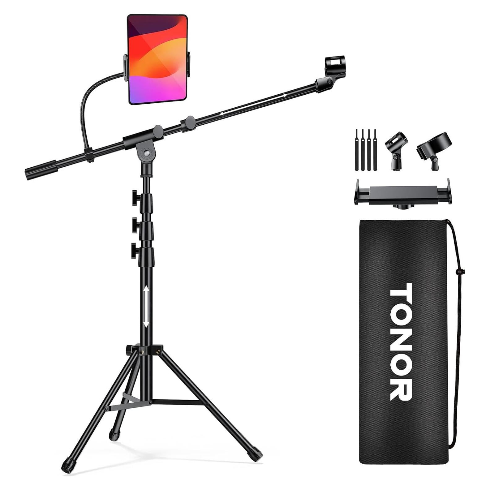 Soporte de Micrófono TONOR T35 con Brazo Ajustable y Soporte para Tableta
